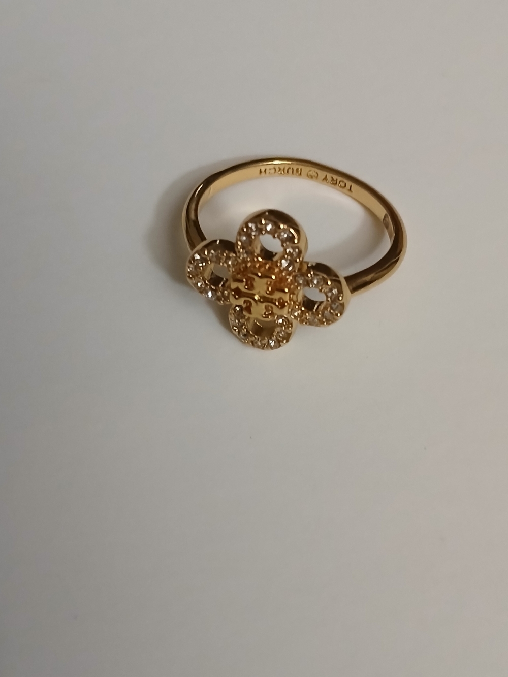 Authentic Tory Burch Kira Clover Pave` Ring Size 7 - Picture 2 of 5